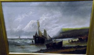 W Byron (late 19th/early 20th century) Oil on canvas Coastal scene with fishing boats,