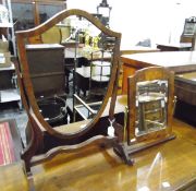 Two 20th century swing-frame mirrors and a gilt dressing table mirror (3)