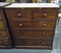 19th century mahogany chest of two short and three long graduated drawers, raised on plinth base,