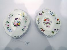 Pair of 19th century two-handled dishes of Swansea-style, oval, pattern no.