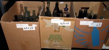 Large quantity of early glass bottles and a couple of syphons (3 boxes)