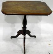 Rectangular mahogany tripod table with canted corners