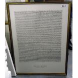 Large framed Egyptian painted papyrus, another framed print,