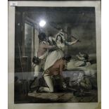 Four framed prints after G Morland, 'Recruit Deserted', 'Trepanning, The Recruit',