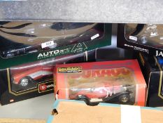 Large scale diecast Steve McQueen collection model of Jaguar XKSS, further Burago model cars, etc.
