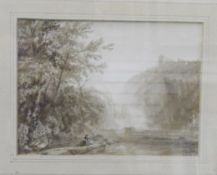 Attributed to Thomas Allom (1804-1872) Watercolour drawings Two fishing scenes and a couple