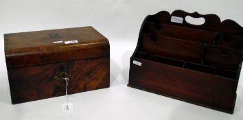 19th century walnut sewing box with brass inlay and a letter holder (2)