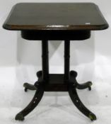 Mahogany occasional table on four turned columns,
