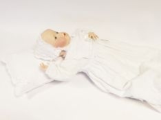 Franklin Heirloom baby doll with bisque head, painted eyes and mouth,