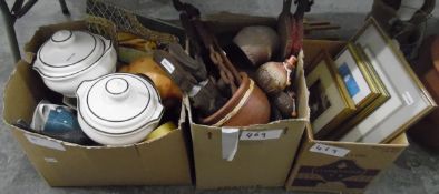 Assorted ceramics including two casserole dishes,