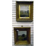 English 20th century school Pair of oils on canvas under glass Country landscape scenes,