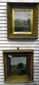 English 20th century school Pair of oils on canvas under glass Country landscape scenes,
