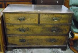Victorian grained pine chest of drawers with moulded edge top, two short and two long drawers,