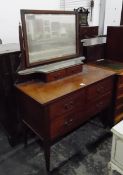 Edwardian mahogany and satinwood strung mirror-back dressing table with shelf and two trinket