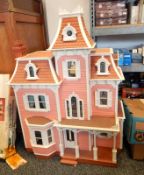 Modern American Victorian-style wooden doll's house,