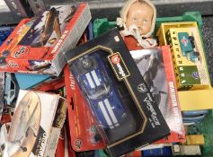 Collection of loose diecast cars and other toys (playworn) and a Burago model Dodge Viper doll,