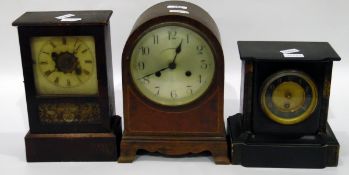 20th century black slate mantel clock,