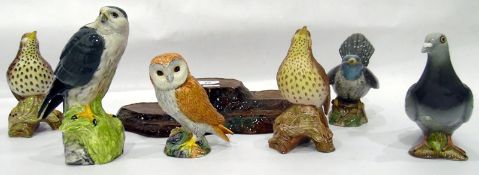 Beswick model owl, two Beswick model partridges, a Beswick model pigeon,