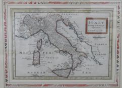 Three 19th century hand-coloured maps "Italy" 18.5cm x 25.