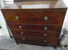 Georgian mahogany secretaire chest of drawers, the top with deep drawer,