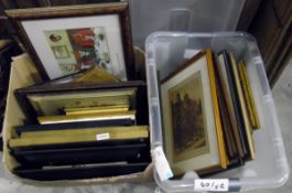 Large quantity of framed prints and watercolours (2 boxes)