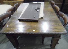 Late Victorian mahogany extending dining table with gadrooned carved border, with moulded frieze,