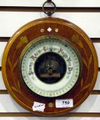 20th century circular barometer with mother-of-pearl inlay,