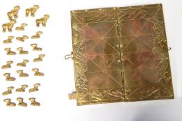 Indian brass tiger game with box and figures