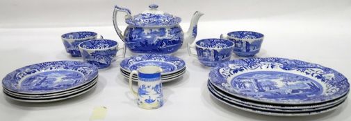 Copeland Spode 'Italian' pattern part tea service comprising teapot, four teacups,