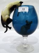 Beswick model Siamese cat and mouse in glass,