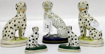 Pair of Staffordshire model dalmatians, 13cm high,