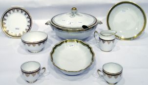 Limoges porcelain dessert set with gold Greek key borders,