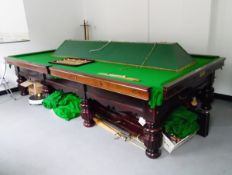 Full sized mahogany and slate bed snooker table by Hennig Brothers together with accessories