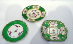 Set of five Victorian china bread and butter dishes,