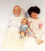 Armand Marseille bisque headed doll, having sleeping blue eyes, open mouth with bottom teeth,