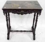 Late Victorian floral marquetry inlaid occasional table having shaped apron with turned downward