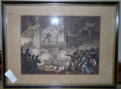 Set of four colour prints Battle of Waterloo and other battles and two other pictures