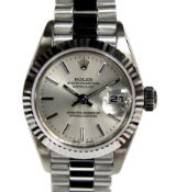 Rolex Datejust lady's wristwatch 79179 in white gold case, silver dial,