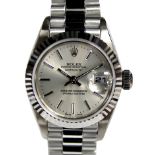 Rolex Datejust lady's wristwatch 79179 in white gold case, silver dial,