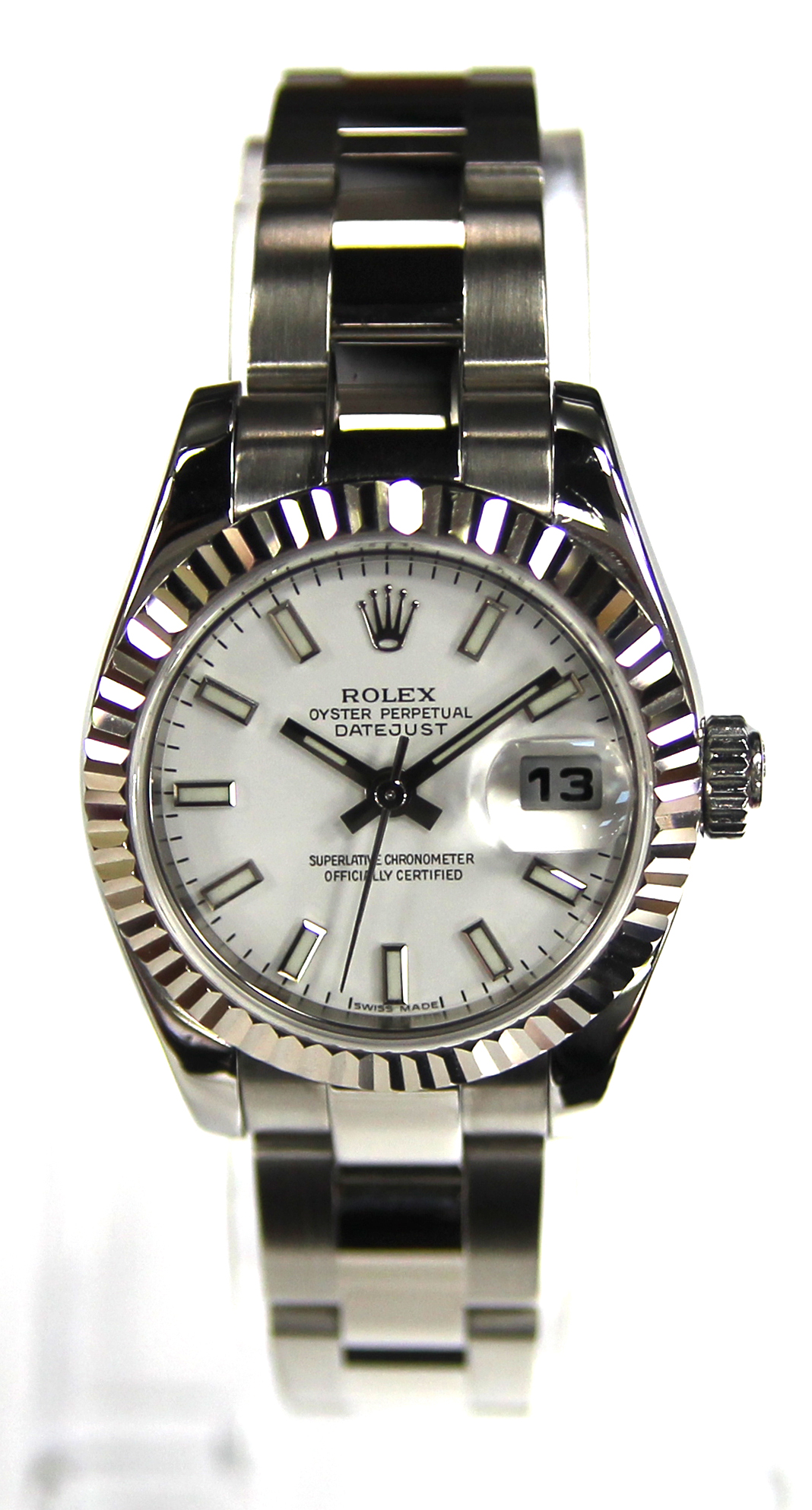 Rolex Datejust lady's wristwatch 179174 in stainless steel case, white dial,