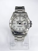Rolex Explorer gentleman's wristwatch 16570 in stainless steel case, white dial,