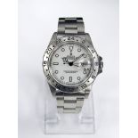 Rolex Explorer gentleman's wristwatch 16570 in stainless steel case, white dial,