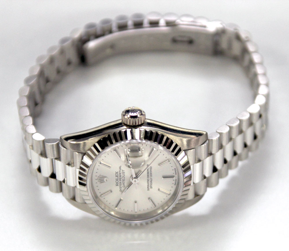 Rolex Datejust lady's wristwatch 79179 in white gold case, silver dial, - Image 6 of 9