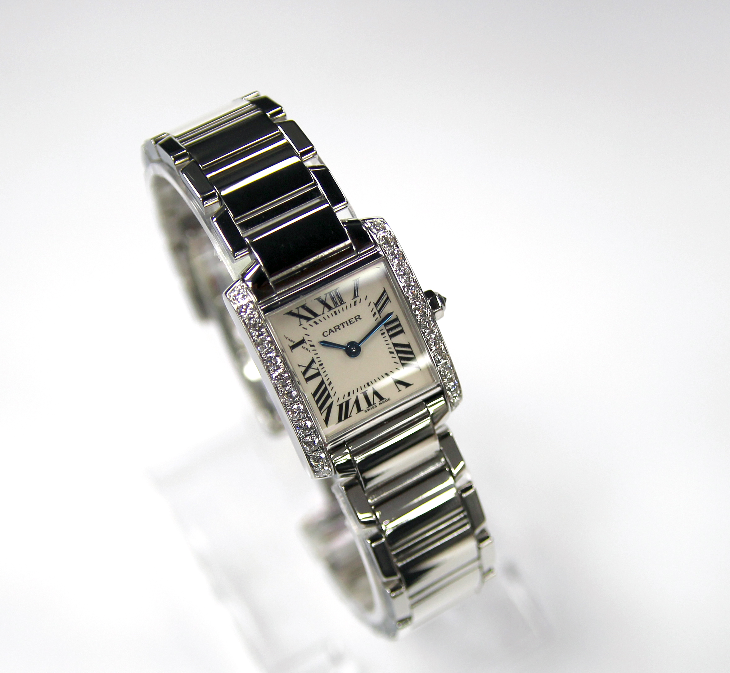 Cartier Tank Franciase lady's wristwatch 2384 in stainless steel case, white dial, - Image 2 of 8