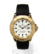 Rolex Yacht-Master gentleman's wristwatch 16628 in yellow gold case, white dial,