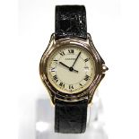 Cartier Cougar De Cartier wristwatch 1611 in yellow gold case, champagne dial, yellow gold bezel,