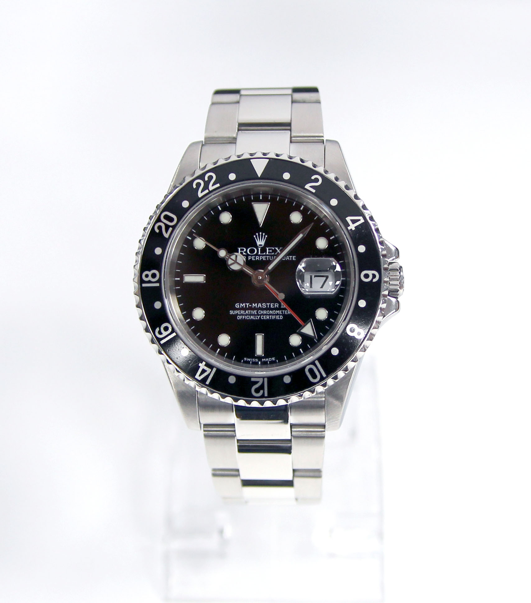 Rolex GMT Master II gentleman's wristwatch 16710 in stainless steel case, black dial,