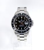 Rolex GMT Master II gentleman's wristwatch 16710 in stainless steel case, black dial,