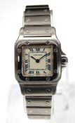 Cartier Santos lady's wristwatch 1565 in stainless steel case, champagne Roman dial,