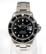 Rolex Submariner gentleman's wristwatch 16610 in stainless steel case, black dial,